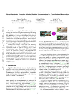 Direct Intrinsics: Learning Albedo-Shading Decomposition by
  Convolutional Regression