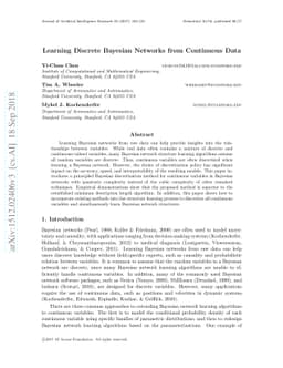 Learning Discrete Bayesian Networks from Continuous Data