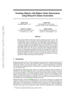 Tracking Objects with Higher Order Interactions using Delayed Column
  Generation