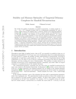Stability and Minimax Optimality of Tangential Delaunay Complexes for
  Manifold Reconstruction