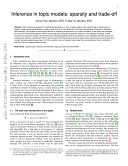 Inference in topic models: sparsity and trade-off