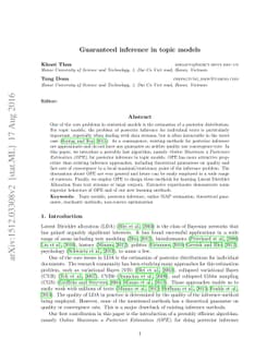 Guaranteed inference in topic models