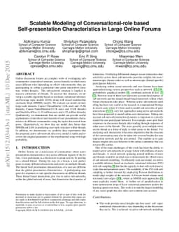 Scalable Modeling of Conversational-role based Self-presentation
  Characteristics in Large Online Forums