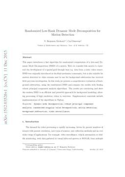Randomized Low-Rank Dynamic Mode Decomposition for Motion Detection