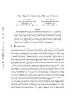 Policy Gradient Methods for Off-policy Control