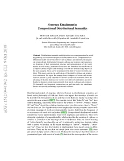 Sentence Entailment in Compositional Distributional Semantics
