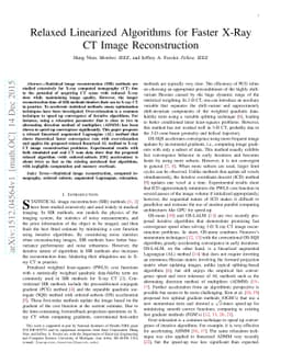 Relaxed Linearized Algorithms for Faster X-Ray CT Image Reconstruction