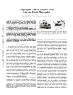 Analyzing the Utility of a Support Pin in Sequential Robotic
  Manipulation