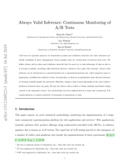 Always Valid Inference: Bringing Sequential Analysis to A/B Testing