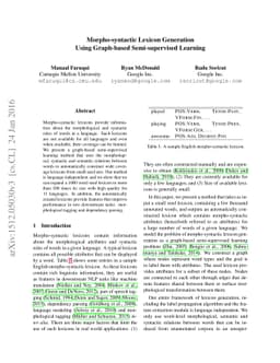 Morpho-syntactic Lexicon Generation Using Graph-based Semi-supervised
  Learning