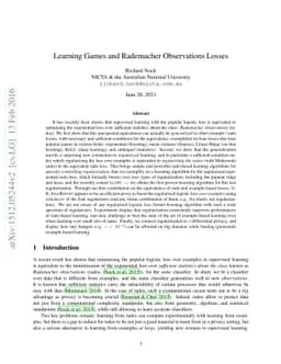 Learning Games and Rademacher Observations Losses