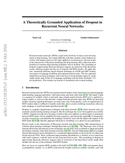 A Theoretically Grounded Application of Dropout in Recurrent Neural
  Networks