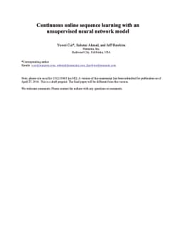 Continuous online sequence learning with an unsupervised neural network
  model