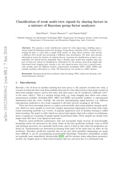 Classification of weak multi-view signals by sharing factors in a
  mixture of Bayesian group factor analyzers