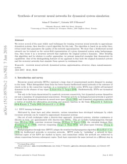 Synthesis of recurrent neural networks for dynamical system simulation