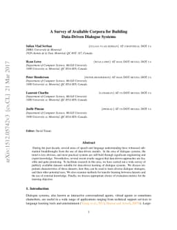 A Survey of Available Corpora for Building Data-Driven Dialogue Systems