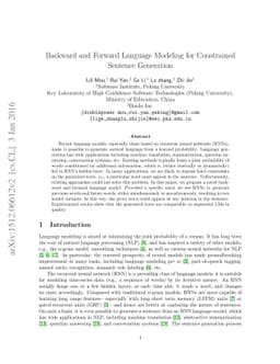 Backward and Forward Language Modeling for Constrained Sentence
  Generation