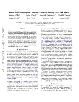 Constrained Sampling and Counting: Universal Hashing Meets SAT Solving