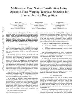 Multivariate Time Series Classification Using Dynamic Time Warping
  Template Selection for Human Activity Recognition
