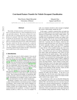 Cost-based Feature Transfer for Vehicle Occupant Classification