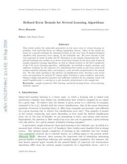 Refined Error Bounds for Several Learning Algorithms