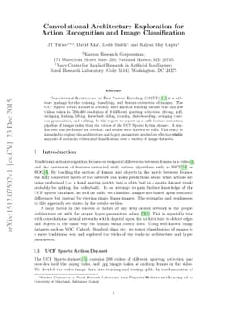 Convolutional Architecture Exploration for Action Recognition and Image
  Classification