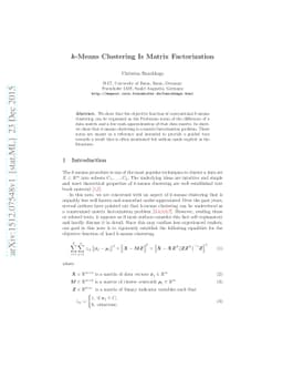 k-Means Clustering Is Matrix Factorization
