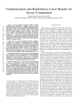 Communication and Randomness Lower Bounds for Secure Computation