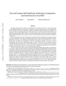 Fast and compact self-stabilizing verification, computation, and fault
  detection of an MST