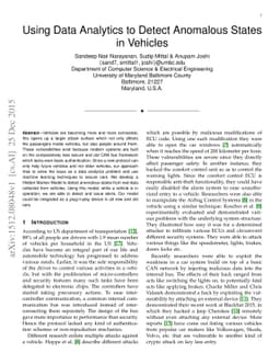 Using Data Analytics to Detect Anomalous States in Vehicles