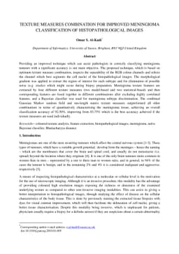 Texture measures combination for improved meningioma classification of
  histopathological images