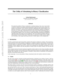 The Utility of Abstaining in Binary Classification