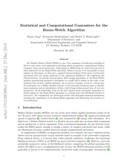 Statistical and Computational Guarantees for the Baum-Welch Algorithm