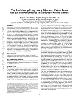 The Proficiency-Congruency Dilemma: Virtual Team Design and Performance
  in Multiplayer Online Games
