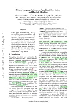 Natural Language Inference by Tree-Based Convolution and Heuristic
  Matching