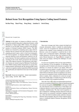 Robust Scene Text Recognition Using Sparse Coding based Features