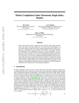 Matrix Completion Under Monotonic Single Index Models