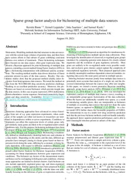 Sparse group factor analysis for biclustering of multiple data sources