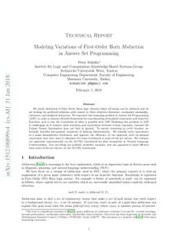 Modeling Variations of First-Order Horn Abduction in Answer Set
  Programming
