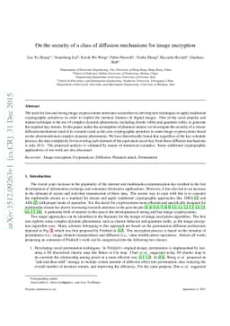 On the security of a class of diffusion mechanisms for image encryption