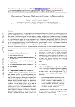 Computational Pathology: Challenges and Promises for Tissue Analysis