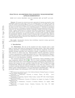 Practical Algorithms for Learning Near-Isometric Linear Embeddings