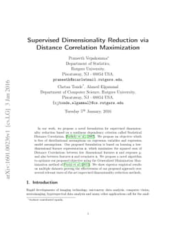 Supervised Dimensionality Reduction via Distance Correlation
  Maximization