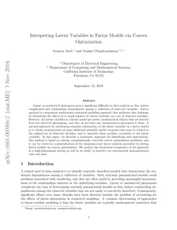 Interpreting Latent Variables in Factor Models via Convex Optimization