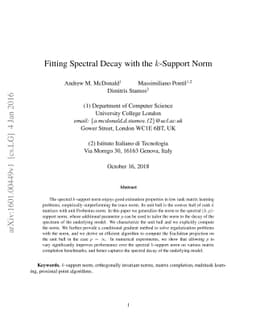 Fitting Spectral Decay with the $k$-Support Norm