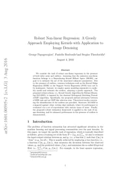 Robust Non-linear Regression: A Greedy Approach Employing Kernels with
  Application to Image Denoising