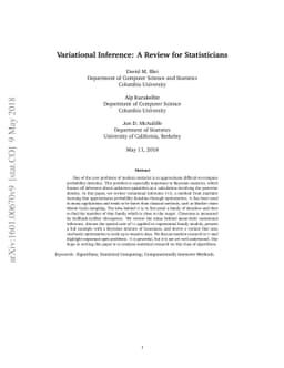 Variational Inference: A Review for Statisticians