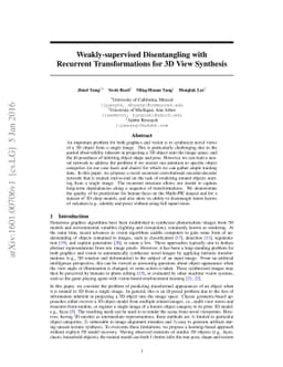 Weakly-supervised Disentangling with Recurrent Transformations for 3D
  View Synthesis