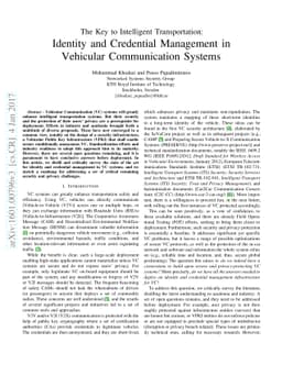 The Key to Intelligent Transportation: Identity and Credential
  Management in Vehicular Communication Systems
