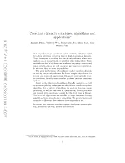 Coordinate Friendly Structures, Algorithms and Applications